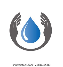 hands with drop water, simple flat design