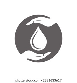 Hände mit Trinkwasser, einfaches Flachdesign
