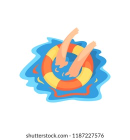 Hands of drowning man with lifebuoy vector Illustration on a white background