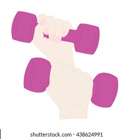 Hands with dumbbells. fitness. vector illustration