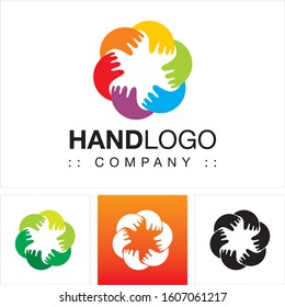 Hands (Earth, Globe, Circle) Vector Symbol Company Logo (Logotype). Handcraft, Union, Social, Icon Illustration. Elegant and Modern Identity Concept Design Idea Brand Template.