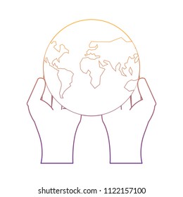 hands with earth planet