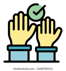 Hands election icon outline vector. Vote online. People internet color flat
