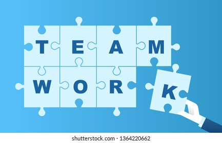 Hands Elements Puzzle Teamwork Problem Solution Stock Vector (Royalty ...