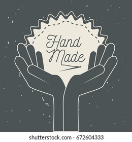 hands with emblem decoration with handmade message
