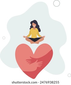 Hands embrace heart. Support, help and pray for peace and freedom, symbol of love.