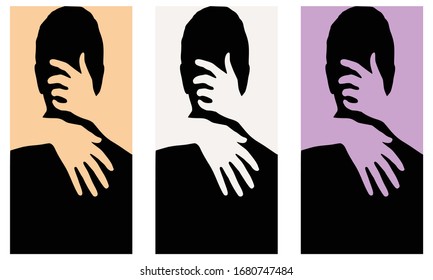 The Hands Embrace Love Style.continuous line drawing relationship vector 