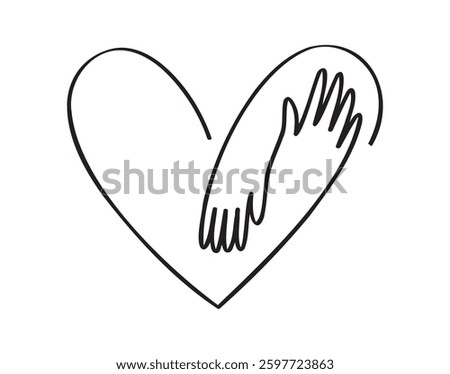 hands embracing heart with love logo. Concept idea of help and care. illustration embracing love symbol. Vector illustration