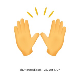 Hands emojis, blessing or high five, hand clap, gestures, stickers, emoticons 3D illustration symbol. Hands gesture emoji in cartoon modern 3D vector icon. Web UI graphic isolated