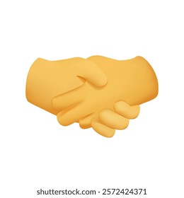 Hands emojis, handshake, gestures, stickers, emoticons 3D illustration symbol. Business emoji two people shaking hands. Hands gesture emoji in cartoon modern 3D vector icon. Web UI graphic isolated