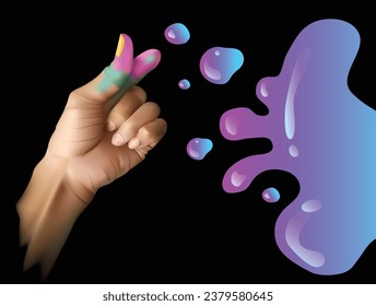 hands emotion symbol vector shape in rainbow color for background design.