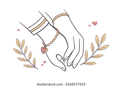 Hands entwined with a delicate