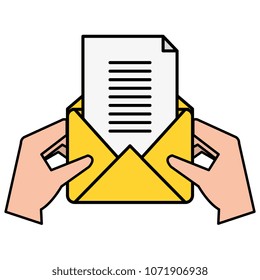 hands with envelope mail