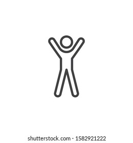 Hands Up Exercise Line Icon. Linear Style Sign For Mobile Concept And Web Design. Jumping Jack Exercise Outline Vector Icon. Symbol, Logo Illustration. Vector Graphics