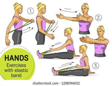 Hands. Exercises With Elastic Band