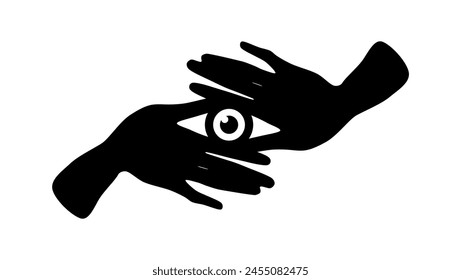 Hands Eye emblem, Black isolated silhouette