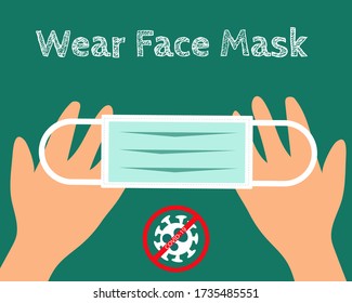 Manos con máscara facial para proteger el virus de la corona (COVID-19) 