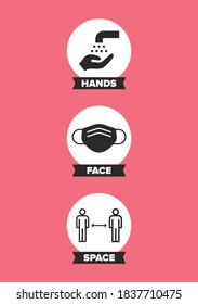hands face space social distancing poster