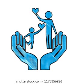 hands with father and son silhouette icon