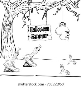 hands and feet ghost Halloween runner
