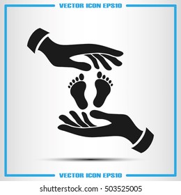 hands and feet icon vector EPS 10, abstract sign flat design,  illustration modern isolated badge for website or app - stock info graphics
