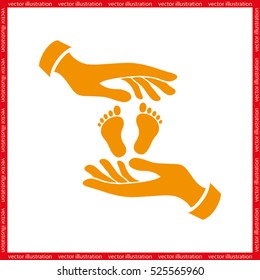 Hands Feet icon vector illustration eps10. Isolated badge for website or app - stock infographics
