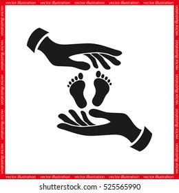 Hands Feet icon vector illustration eps10. Isolated badge for website or app - stock infographics