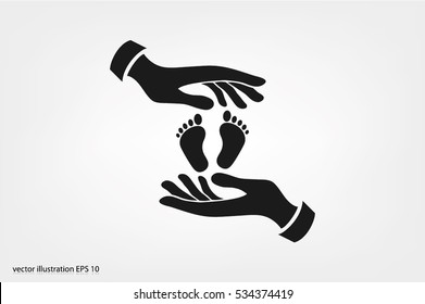 Hands Feet icon vector illustration eps10. Isolated badge for website or app - stock infographics.