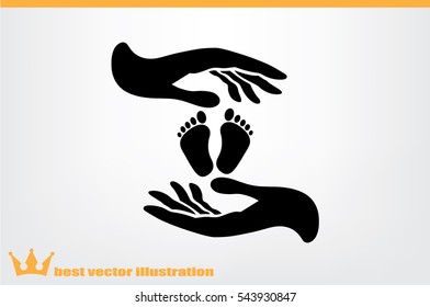 Hands Feet icon vector illustration eps10. Isolated badge for website or app - stock infographics.