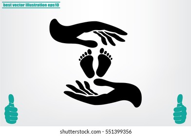 Hands Feet icon vector illustration eps10. Isolated badge for website or app - stock infographics.