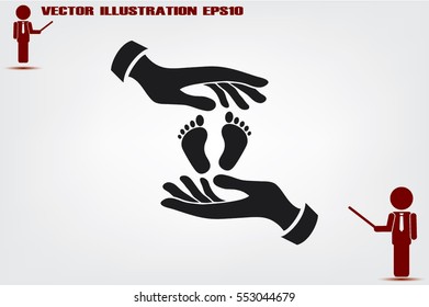 Hands Feet icon vector illustration eps10. Isolated badge for website or app - stock infographics.
