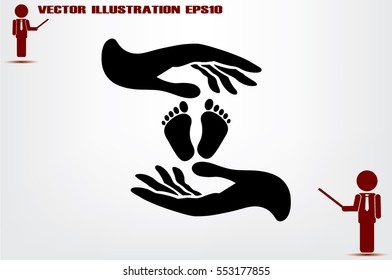 Hands Feet icon vector illustration eps10. Isolated badge for website or app - stock infographics