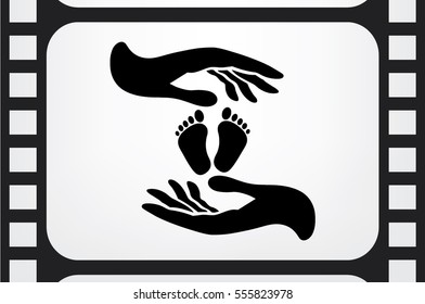 Hands Feet icon vector illustration eps10. Isolated badge for website or app - stock infographics