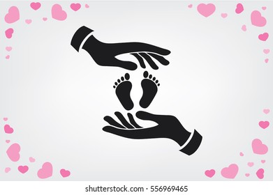 Hands Feet icon vector illustration eps10. Isolated badge for website or app - stock infographics