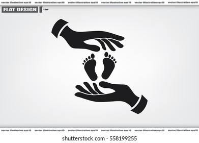 Hands Feet icon vector illustration eps10. Isolated badge for website or app - stock infographics.