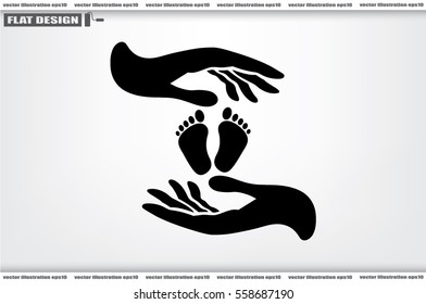 Hands Feet icon vector illustration eps10. Isolated badge for website or app - stock infographics
