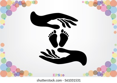 Hands Feet icon vector illustration eps10. Isolated badge for website or app - stock infographics.