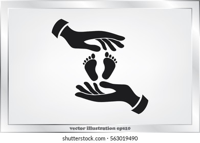 Hands Feet icon vector illustration eps10. Isolated badge for website or app - stock infographics.