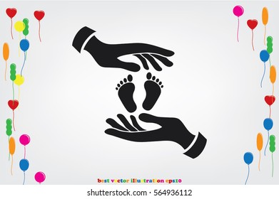 Hands Feet icon vector illustration eps10. Isolated badge for website or app - stock infographics.