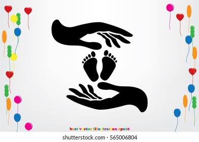 Hands Feet icon vector illustration eps10. Isolated badge for website or app - stock infographics.