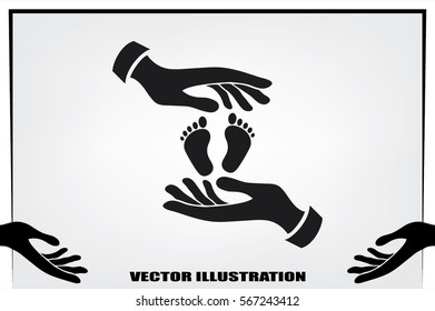 Hands Feet icon vector illustration eps10. Isolated badge for website or app - stock infographics.