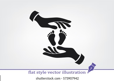 Hands Feet icon vector illustration eps10. Isolated badge for website or app - stock infographics.