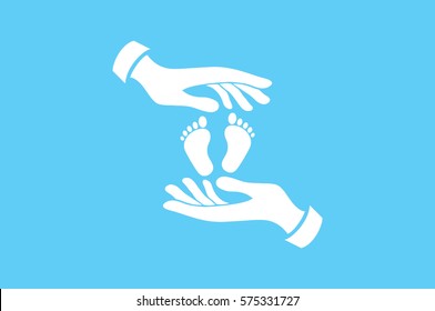 Hands Feet icon vector illustration eps10. Isolated badge for website or app - stock infographics.