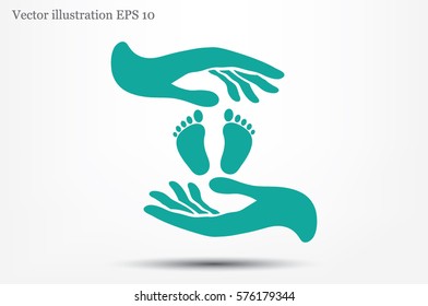 Hands Feet icon vector illustration eps10. Isolated badge for website or app - stock infographics