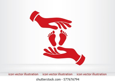Hands Feet icon vector illustration eps10. Isolated badge for website or app - stock infographics.