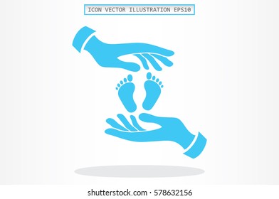 Hands Feet icon vector illustration eps10. Isolated badge for website or app - stock infographics 