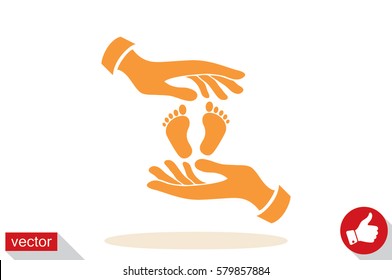 Hands Feet icon vector illustration eps10. Isolated badge for website or app - stock infographics