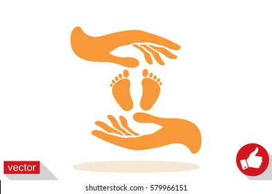 Hands Feet icon vector illustration eps10. Isolated badge for website or app - stock infographics