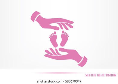 Hands Feet icon vector illustration eps10. Isolated badge for website or app - stock infographics