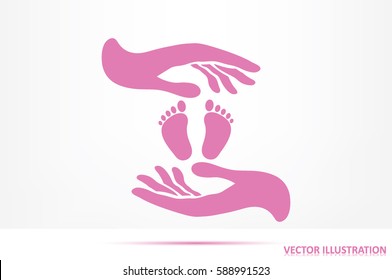 Hands Feet icon vector illustration eps10. Isolated badge for website or app - stock infographics